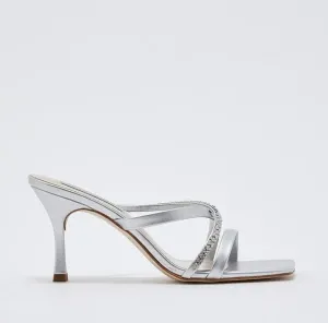 Stiletto women's mid-heel shoes, small pointed toe, heel sandals, back sling sandals