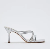Stiletto women's mid-heel shoes, small pointed toe, heel sandals, back sling sandals